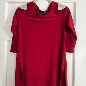 Sympli Bold Red Cold Shoulder Blouse